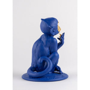 Lladro Little Monkey (Blue & Gold) Sculpture