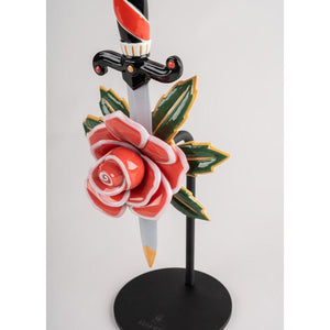 Lladro Dagger and Rose Sculpture