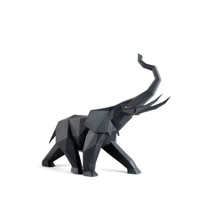 Lladro Elephant Sculpture - Black Matte