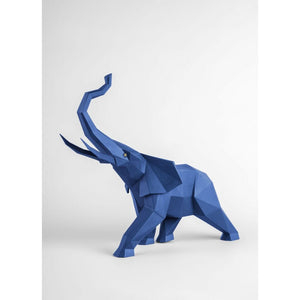 Lladro Elephant (Blue) Sculpture