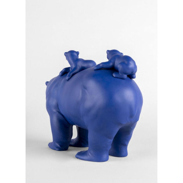Load image into Gallery viewer, Lladro Mummy Bear and Babies (Blue &amp; Gold) Sculpture - Limited Edition
