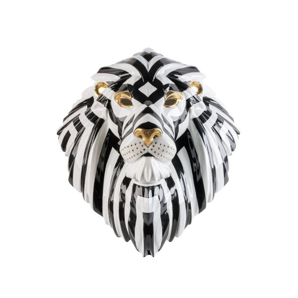 Load image into Gallery viewer, Lladro Lion Mask (Black &amp; Gold) Sculpture
