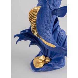 Lladro Koi Sculpture - Blue & Gold - Limited Edition