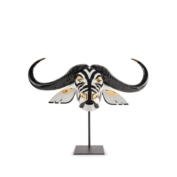 Load image into Gallery viewer, Lladro Buffalo mask (Black &amp; Gold) Sculpture
