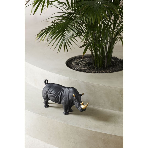 Load image into Gallery viewer, Lladro Rhino (Black &amp; Gold) Sculpture - Limited Edition
