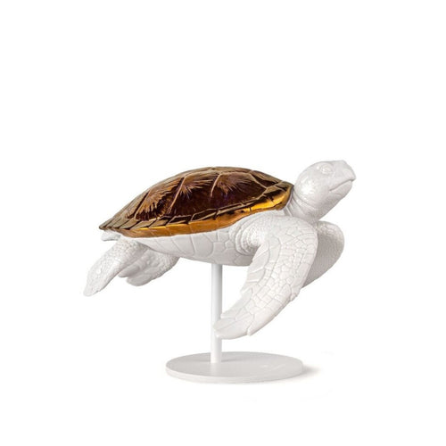 Lladro Sea Turtle II (white - copper) Sculpture