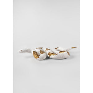 Lladro Snake Sculpture - White - Copper