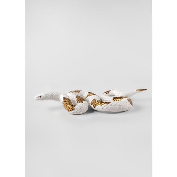 Load image into Gallery viewer, Lladro Snake Sculpture - White - Copper
