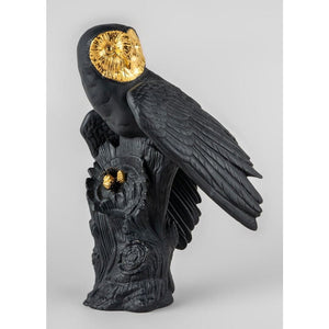 Lladro Owl Sculpture - Black & Gold - Limited Edition