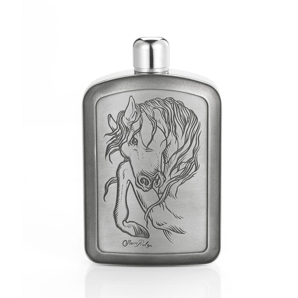 Load image into Gallery viewer, Royal Selangor Limited Edition Rulz Stallion Hip Flask
