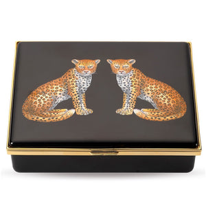 Halcyon Days "Twin Leopard Prestige" Enamel Box