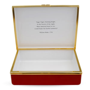 Halcyon Days MW Tiger - Red - Leather Lined Enamel Box