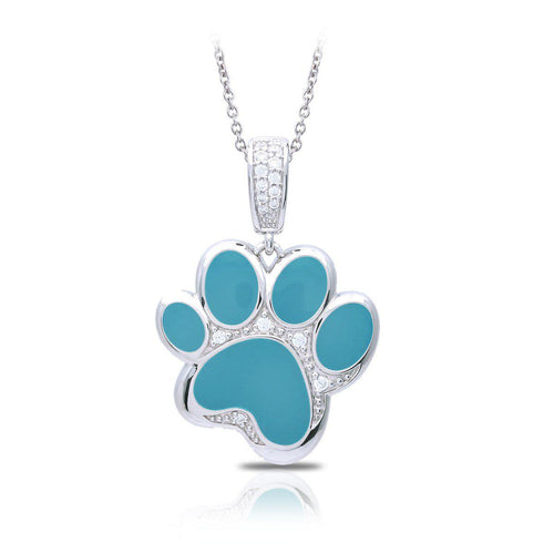 Belle Etoile Paw Prints Pendant - Turquoise