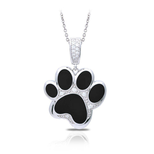 Belle Etoile Paw Prints Pendant - Black