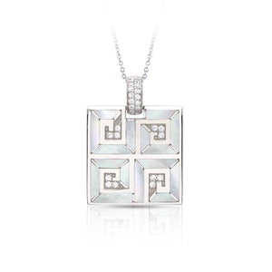 Belle Etoile Greek Key Pendant - White Mother of Pearl