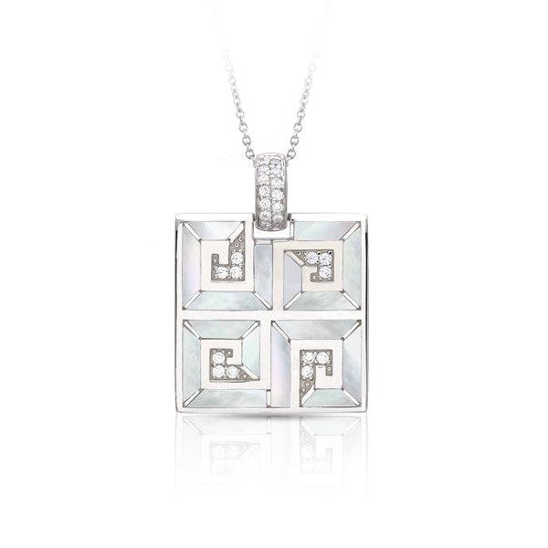 Belle Etoile Greek Key Pendant - White Mother of Pearl