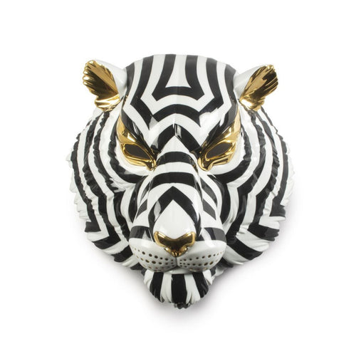 Lladro Tiger Mask - Black and Gold - Sculpture
