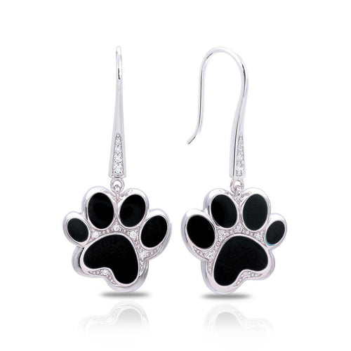 Belle Etoile Paw Prints Earrings - Black