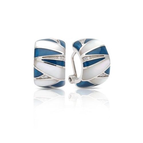 Belle Etoile Lumina Earrings - White Mother-of-Pearl & Sea-Blue