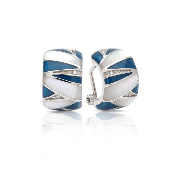 Belle Etoile Lumina Earrings - White Mother-of-Pearl & Sea-Blue