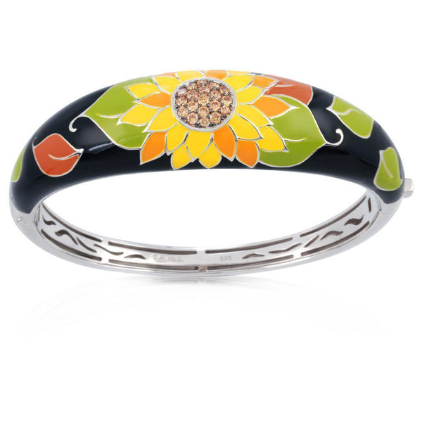 Load image into Gallery viewer, Belle Etoile Sunflower Bangle - Black
