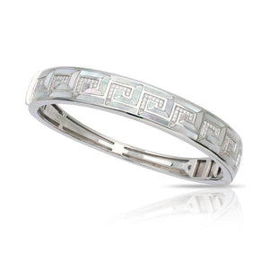 Belle Etoile Greek Key Bangle - White Mother of Pearl