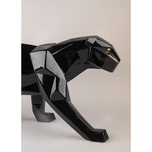 Lladro Panther Figurine - Glazed Black