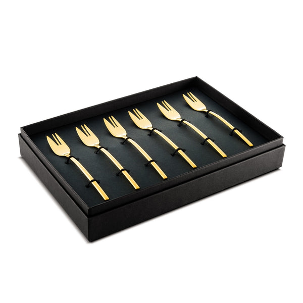Load image into Gallery viewer, Mepra Due Ice Oro 6-Piece Cake Fork Set
