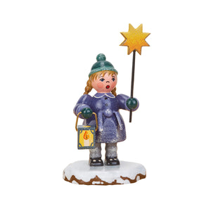 Hubrig Volkskunst Winter Children - Girl with a Star and Lantern Figurine