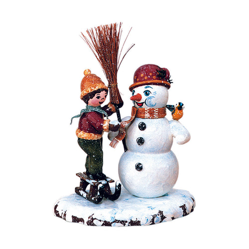 Hubrig Volkskunst Winter Children - Boy with Snowman Figurine