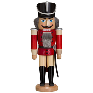 Seiffener Volkskunst Hussar Red Soft Colored 14.6" Nutcracker