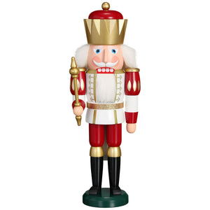 Seiffener Volkskunst King Exclusive White-Gold-Red 15.7" Nutcracker