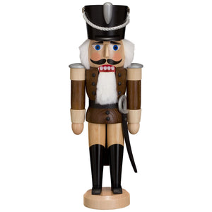 Seiffener Volkskunst Hussar Brown Soft Colored 11" Nutcracker