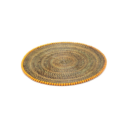 Calaisio Orange Round Placemat with Beads - Set of 4