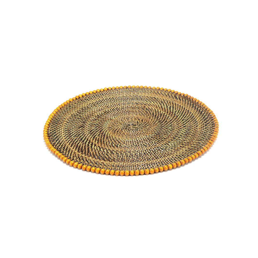 Calaisio Orange Round Placemat with Beads - Set of 4