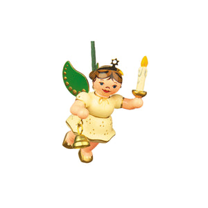 Hubrig Volkskunst Angel with Candle and Bell Ornament