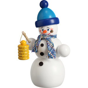 Seiffener Volkskunst Snowman With Lantern 6.3" Incense Smoker