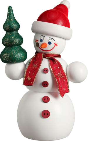 Seiffener Volkskunst Christmas Snowman 5.9" Incense Smoker
