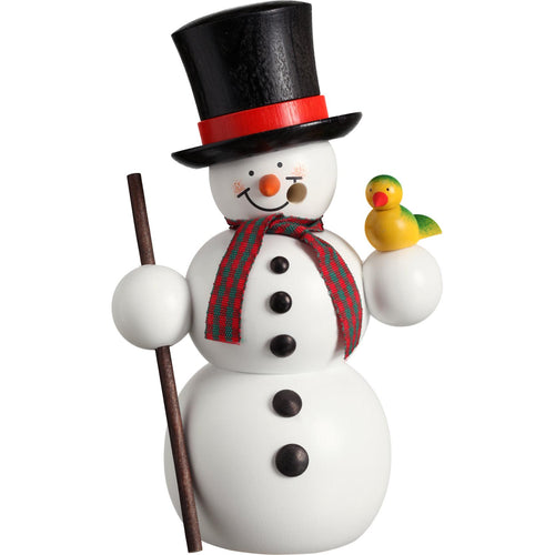 Seiffener Volkskunst Snowman With Bird 5.9