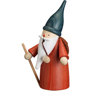 Seiffener Volkskunst Gnome Hiker 6.3" Incense Smoker
