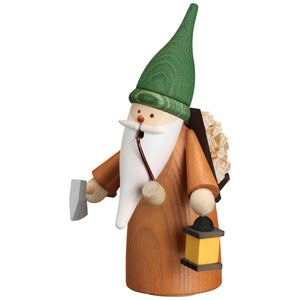 Seiffener Volkskunst Gnome Gathering Wood 6.3" Incense Smoker
