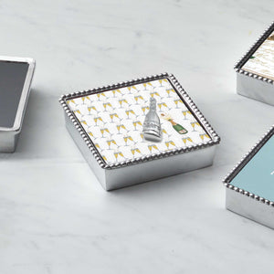 Mariposa Champagne Beaded Napkin Box
