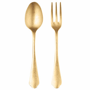 Mepra Serving Set (Fork And Spoon) Dolce Vita Pewter Oro