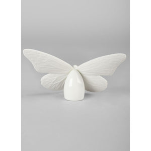 Lladro Butterfly Figurine - Golden Luster & White