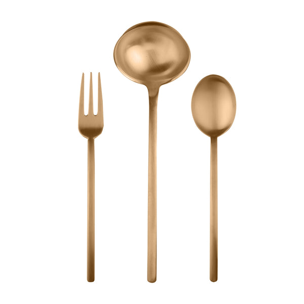 Load image into Gallery viewer, Mepra 3 Pcs Serving Set (Fork Spoon And Ladle) Due Ice Oro
