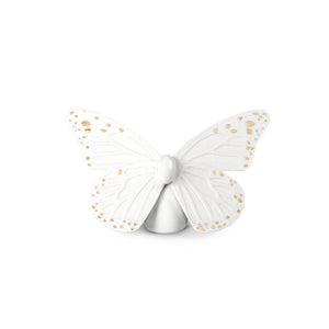 Lladro Butterfly Figurine - Golden Luster & White