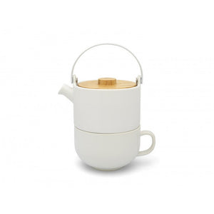 Bredemeijer 17 fl oz Tea for One White Umea Ceramic Bamboo Lid