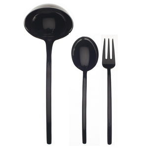 Mepra 3 Pcs Serving Set (Fork Spoon And Ladle) Due Oro Nero