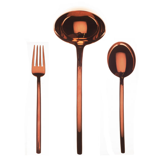 Mepra 3 Pcs Serving Set (Fork Spoon And Ladle) Due Bronzo
