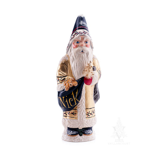 Vaillancourt Folk Art - Gold Coat St. Nick Chalkware Figurine